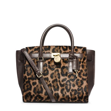 Michael Kors Hamilton Traveler Leopard Calf hair Purse 